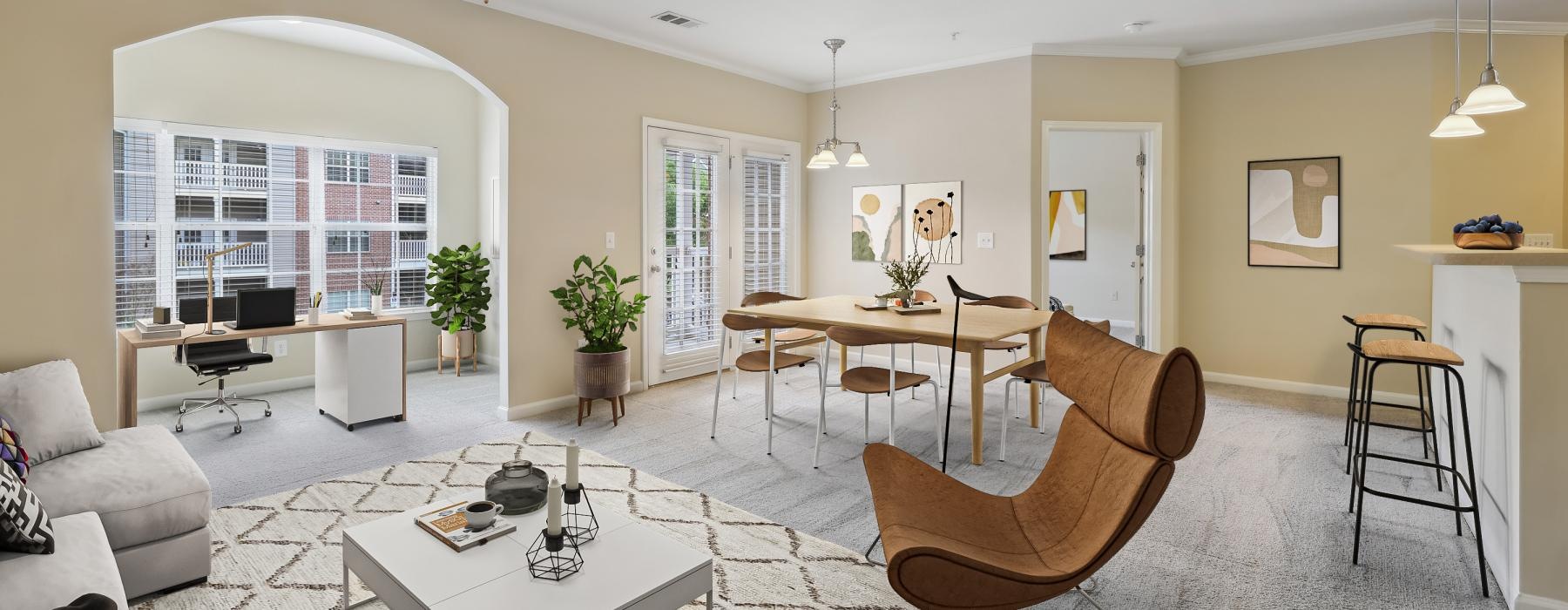 a large living room with a large window