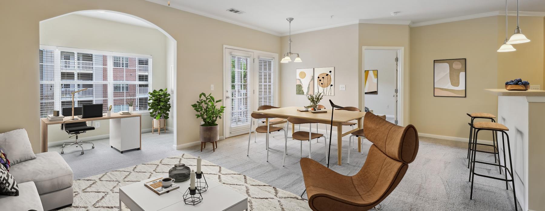 a large living room with a large window